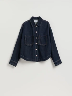 Reserved - Koszula z falbankami - granatowy