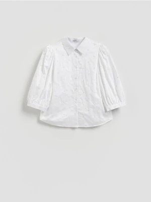 Reserved - Koszula z haftem - biały