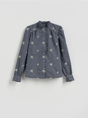 Reserved - Koszula z haftem - granatowy