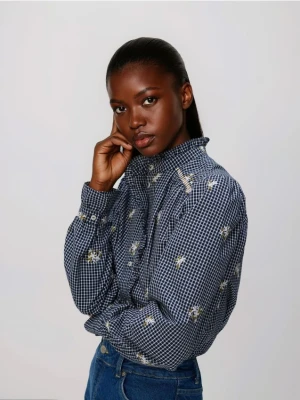 Reserved - Koszula z haftem - granatowy