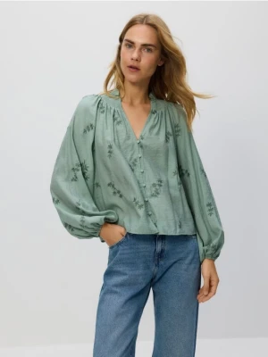 Reserved - Koszula z haftem - jasnozielony