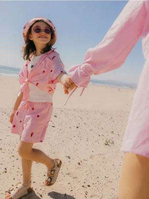 Reserved - Koszula z haftem - pastelowy róż