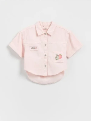 Reserved - Koszula z haftem Pusheen - pastelowy róż