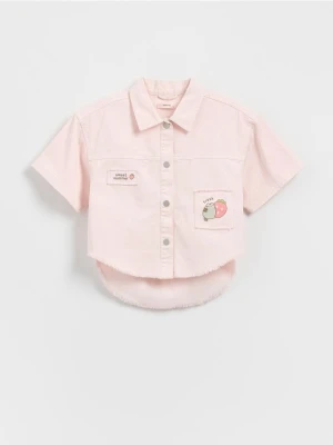 Reserved - Koszula z haftem Pusheen - pastelowy róż