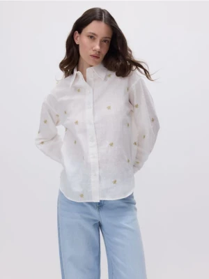 Zdjęcie produktu Reserved - Koszula z haftem - złamana biel