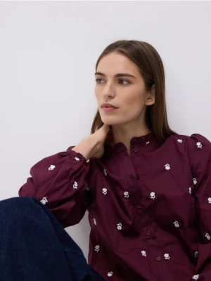 Reserved - Koszula z haftowanym wzorem - bordowy