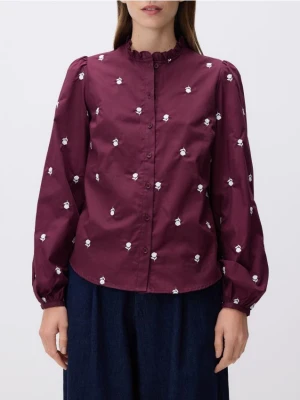 Reserved - Koszula z haftowanym wzorem - bordowy