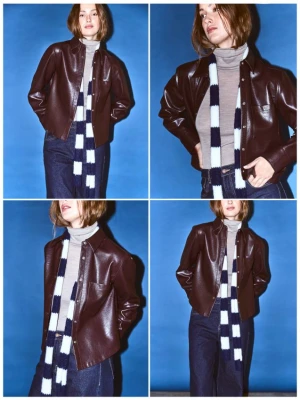 Reserved - Koszula z imitacji skóry - ciemnobrązowy