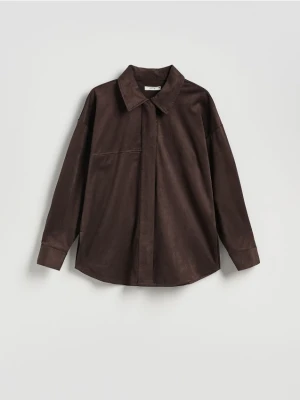 Reserved - Koszula z imitacji zamszu - ciemnobrązowy