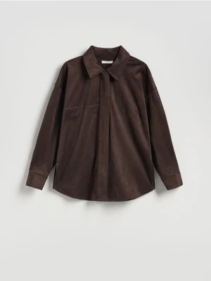 Reserved - Koszula z imitacji zamszu - ciemnobrązowy