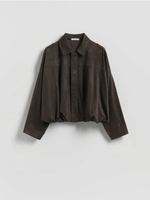 Reserved - Koszula z imitacji zamszu - ciemnobrązowy