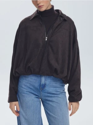 Reserved - Koszula z imitacji zamszu - ciemnobrązowy