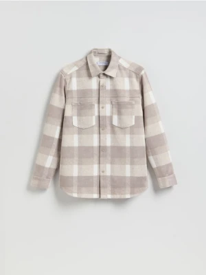 Reserved - Koszula z imitacji zamszu regular fit - beżowy