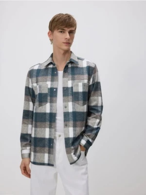 Reserved - Koszula z imitacji zamszu regular fit - ciemnoszary