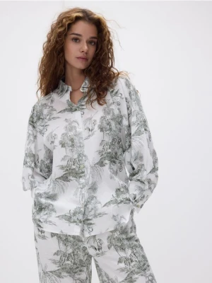 Reserved - Koszula z karbowanej bawełny - wielobarwny