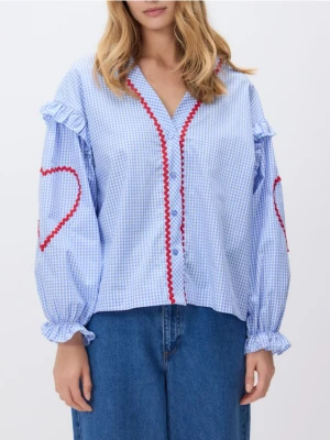 Reserved - Koszula z kontrastową wstawką - jasnoniebieski