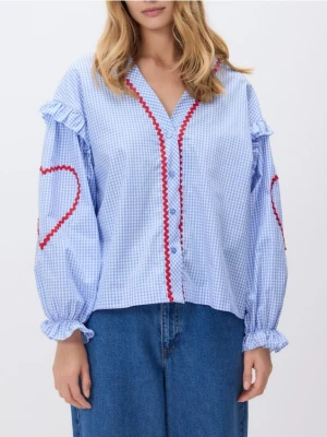 Reserved - Koszula z kontrastową wstawką - jasnoniebieski