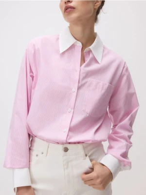 Reserved - Koszula z kontrastowym wykończeniem - brudny róż