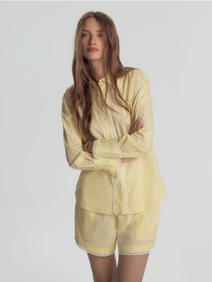 Reserved - Koszula z koronką - jasnożółty