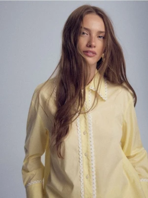 Reserved - Koszula z koronką - jasnożółty