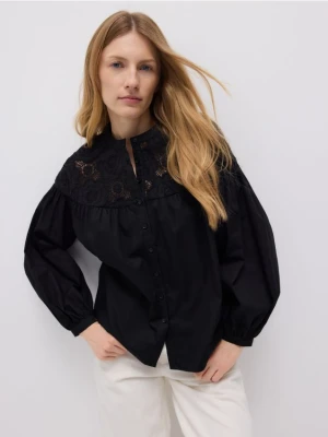 Reserved - Koszula z koronkową wstawką - czarny