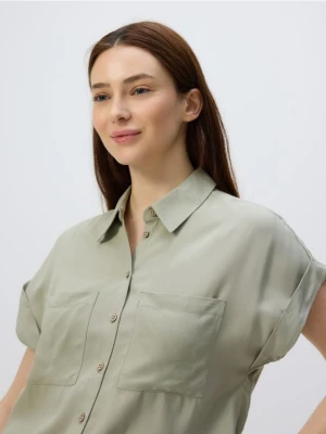 Reserved - Koszula z krótkim rękawem - oliwkowy