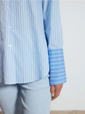 Reserved - Koszula z łączonych tkanin - niebieski