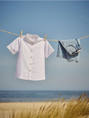 Reserved - Koszula z lnem - biały