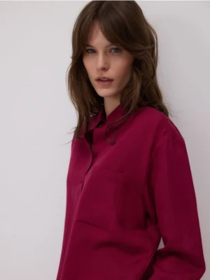 Reserved - Koszula z lnem - bordowy