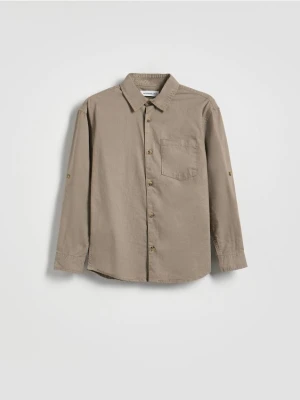 Reserved - Koszula z lnem - brązowy