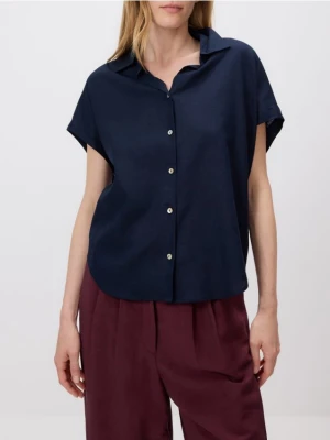 Reserved - Koszula z lnem i wiskozą - granatowy