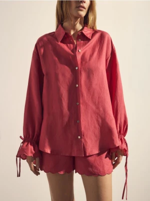 Reserved - Koszula z lnem - intenstywna czerwień