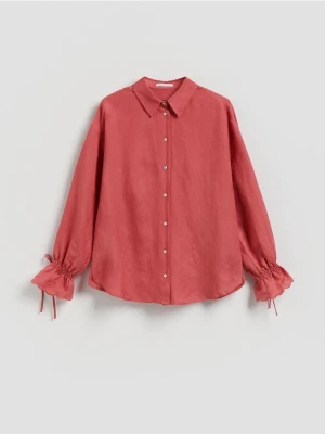 Reserved - Koszula z lnem - intenstywna czerwień