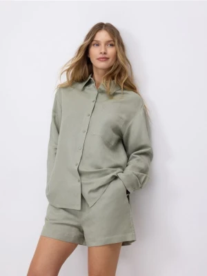 Reserved - Koszula z lnem - jasnozielony