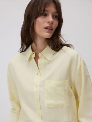 Reserved - Koszula z lnem - jasnożółty