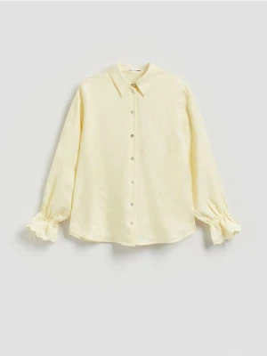 Reserved - Koszula z lnem - jasnożółty