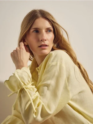 Reserved - Koszula z lnem - jasnożółty