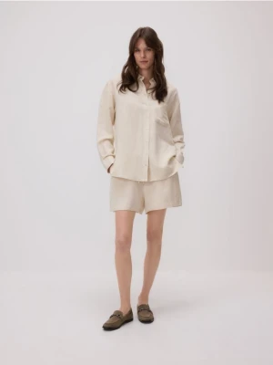 Reserved - Koszula z lnem - kremowy