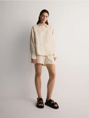 Reserved - Koszula z lnem - kremowy