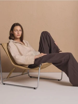 Reserved - Koszula z lnem - kremowy