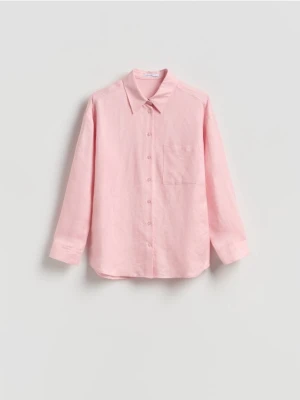 Reserved - Koszula z lnem - pastelowy róż