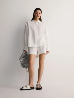 Reserved - Koszula z lnem - złamana biel