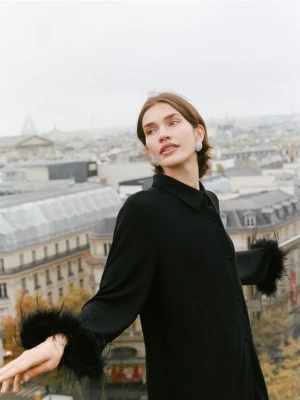 Reserved - Koszula z metalizowaną nitką - czarny