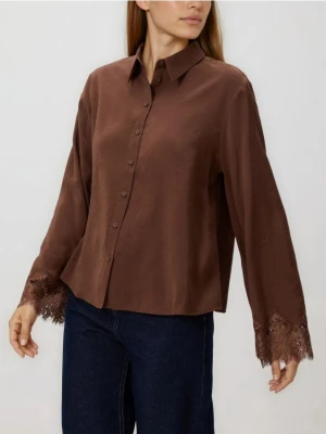 Reserved - Koszula z modalem - brązowy