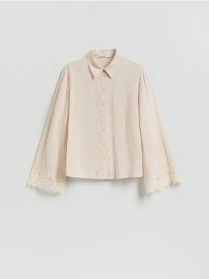 Reserved - Koszula z modalem - kremowy