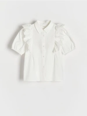 Reserved - Koszula z ozdobną falbaną - biały