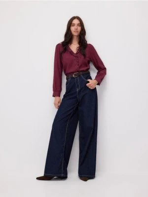 Reserved - Koszula z ozdobną falbanką - bordowy