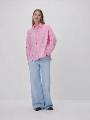 Reserved - Koszula z ozdobnym haftem - intensywny róż