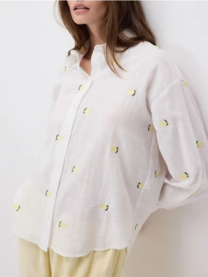 Reserved - Koszula z ozdobnym haftem - jasnożółty