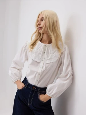 Reserved - Koszula z ozdobnym kołnierzem - biały